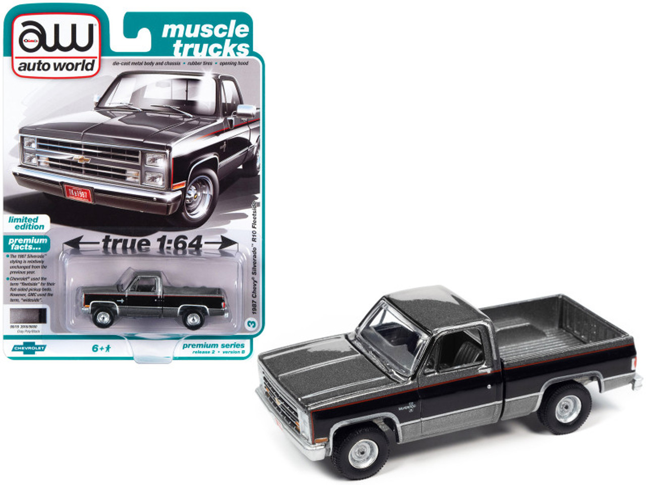 1987 Chevrolet Silverado R10 Fleetside Pickup Truck Gray Metallic and Black  