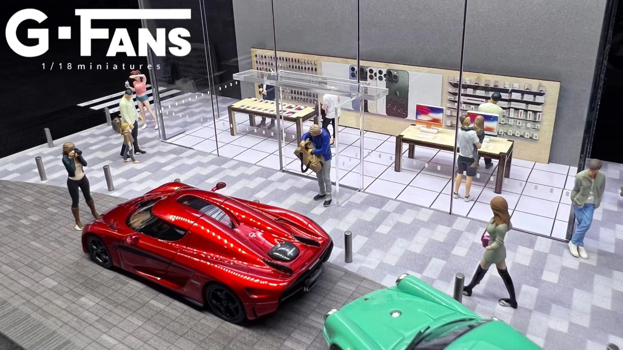 1/64 G-Fans Apple Store Diorama with Parking Lot (cars & figures NOT included)