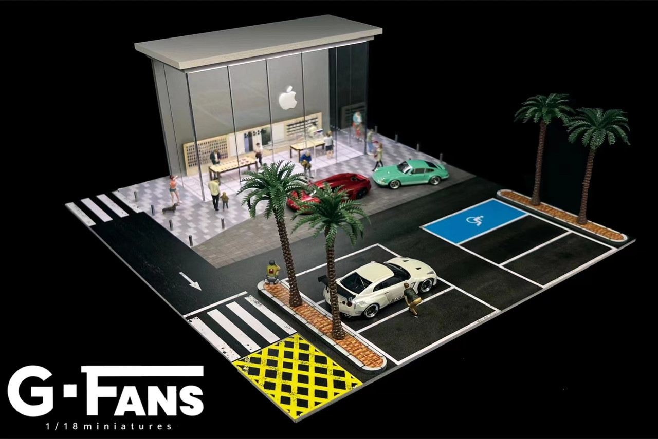 1/64 G-Fans Apple Store Diorama with Parking Lot (cars & figures NOT  included)