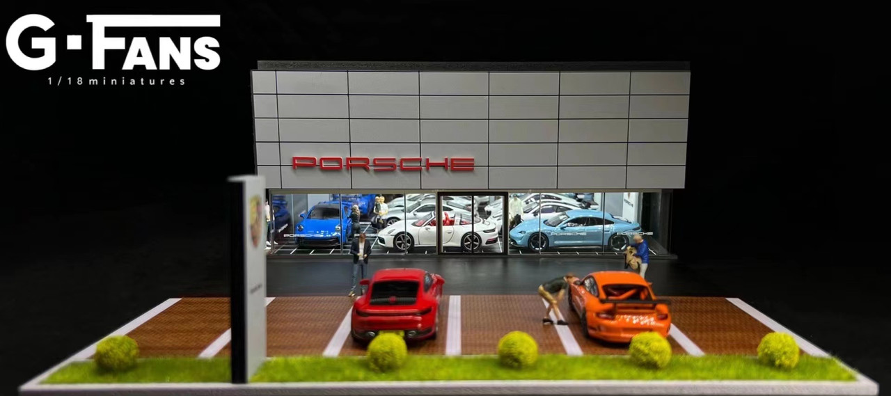 1/64 G-Fans Porsche Dealer Diorama with Parking Lot (cars & figures NOT included)
