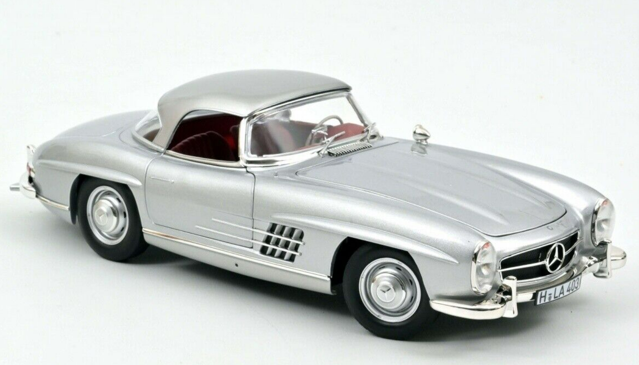 1/18 Norev 1957 Mercedes-Benz 300 SL 300SL Roadster (W198) (Silver) Diecast Car Model