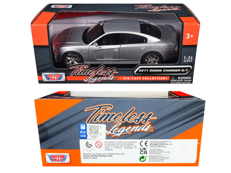 2011 Dodge Charger R/T Hemi Silver 1/24 Diecast Model Car by Motormax