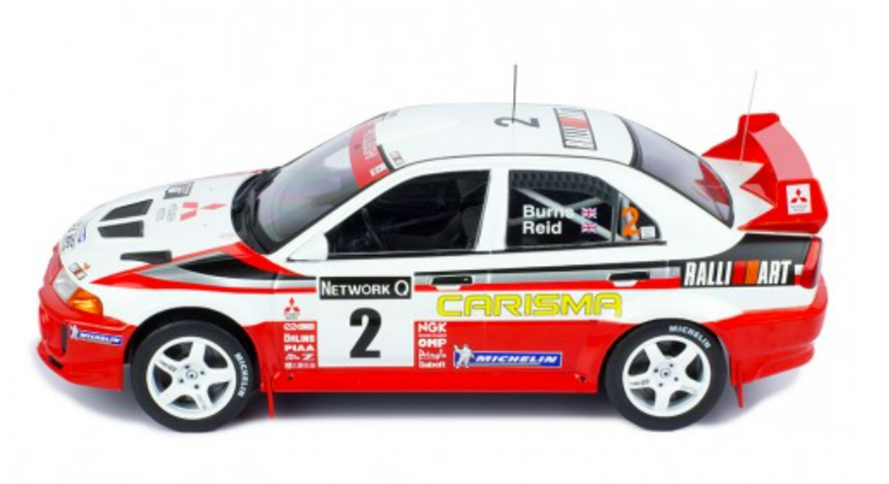 1/18 Ixo 1998 Mitsubishi Lancer RS Evolution V #2 Winner RAC Rally Mitsubishi Ralliart Richard Burns, Robert Reid Car Model