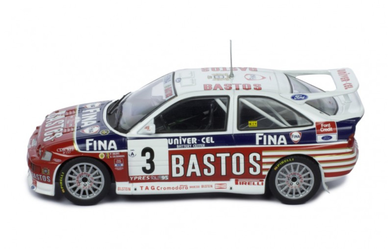 1/24 Ixo 1995 Ford Escort RS Cosworth #3 24h Ypres Rallye Bastos Fina Ford Patrick Snijers, Dany Colebunders Car Model