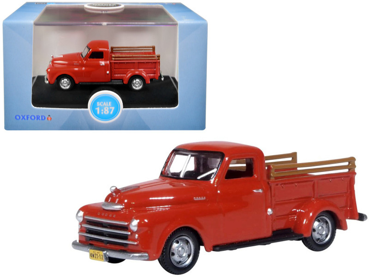 1948 Dodge B-1B Pickup Truck Red 1/87 (HO) Scale Diecast Model Car by Oxford Diecast