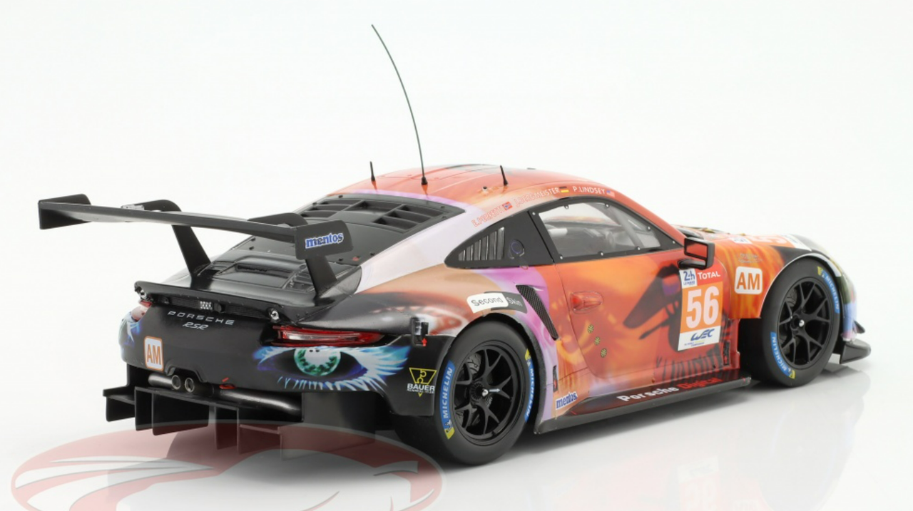 1/18 Ixo 2019 Porsche 911 RSR #56 Winner LMGTE AM 24h LeMans Team Project 1 Jörg Bergmeister, Patrick Lindsey, Egidio Perfetti Car Model