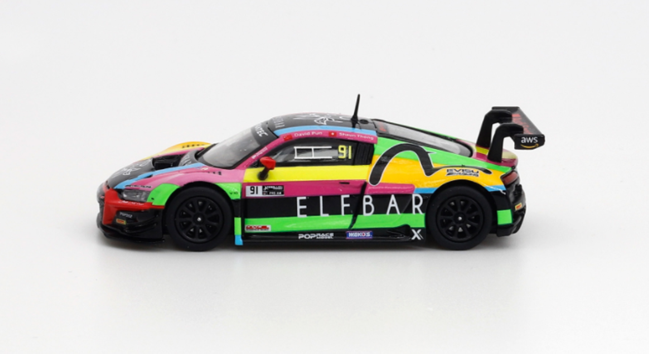  1/64 POPRACE Audi R8 LMS EVO ELFBAR X WORKS #91 Diecast Car Model
