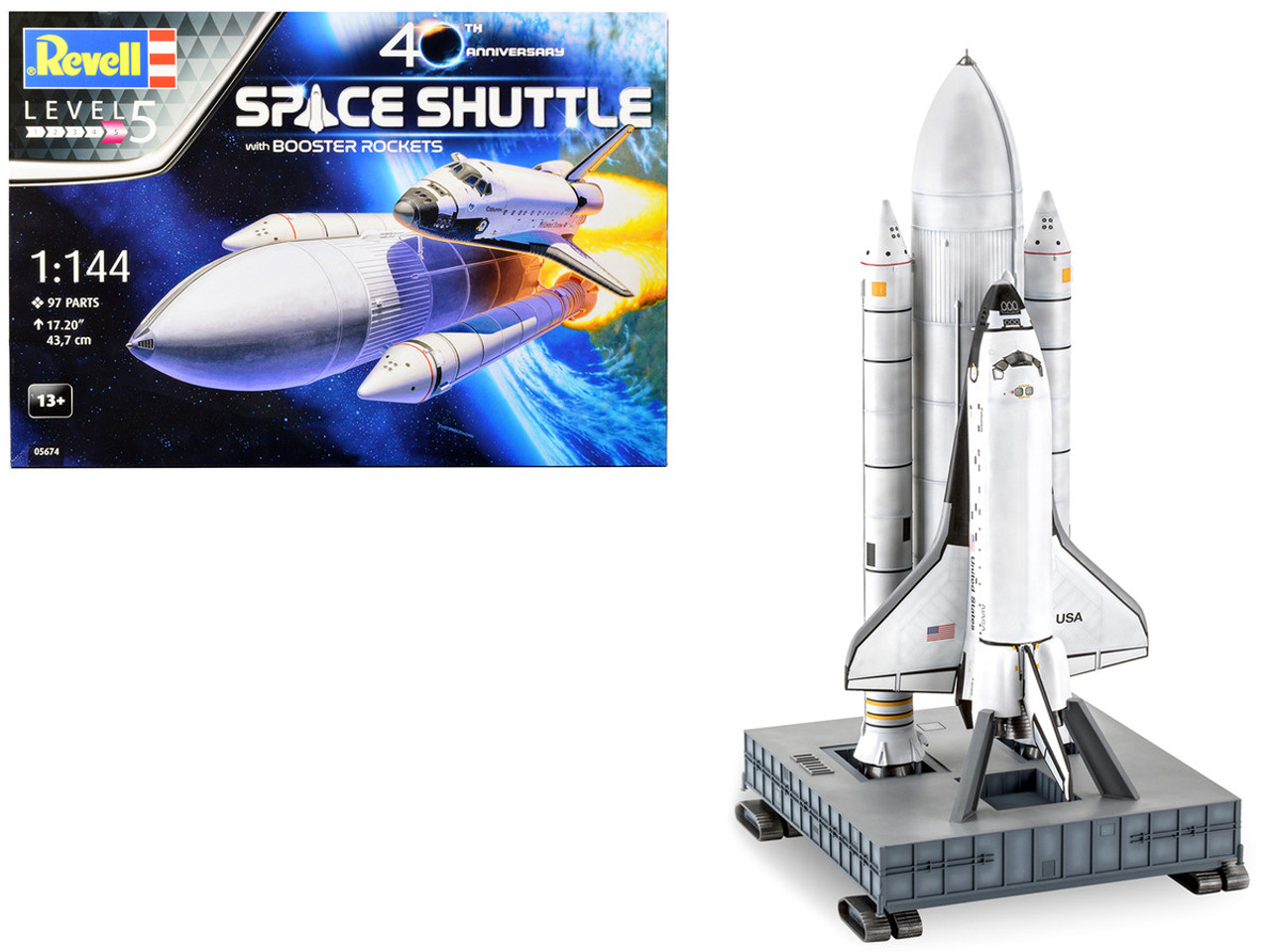 1/114 Revell Level 5 Model Kit NASA Space Shuttle 40th Anniversary with Booster Rockets Model