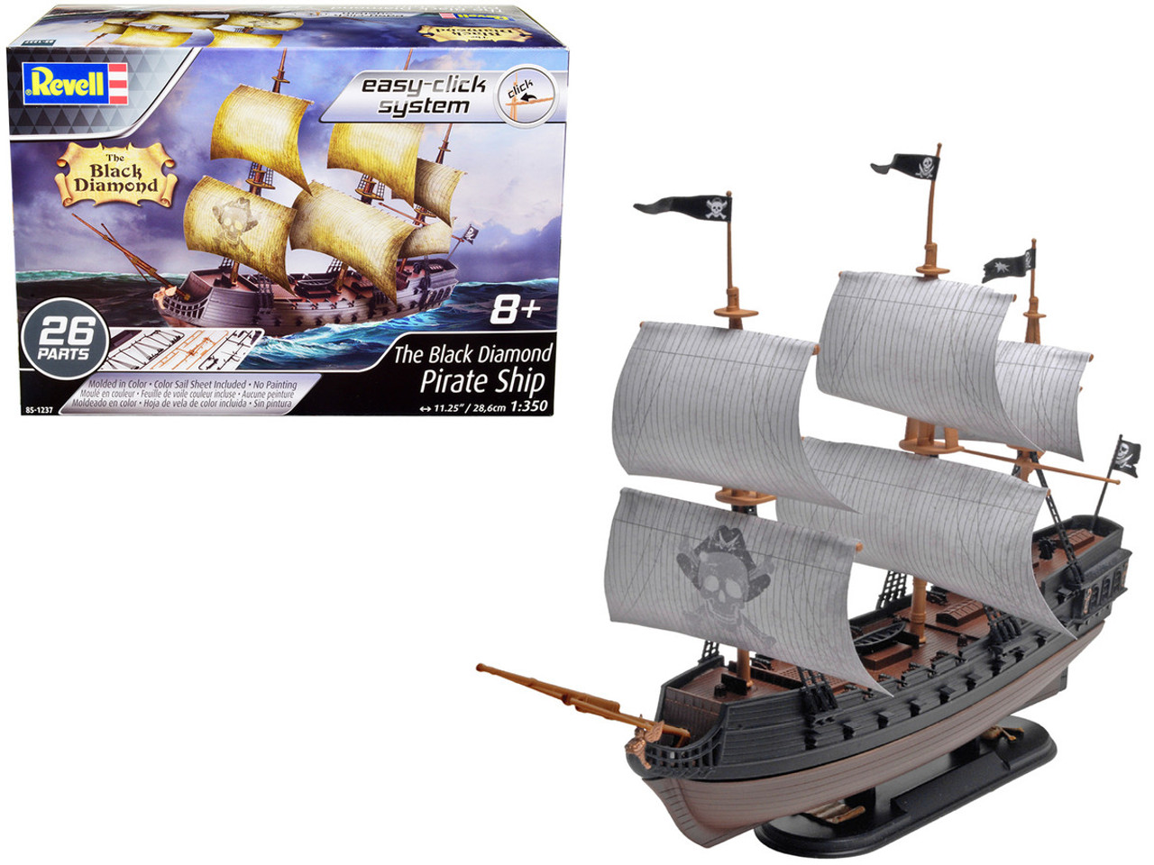 Revell 1/350 Scale Model Kit - Level 2 Easy-Click The Black Diamond Pirate Ship