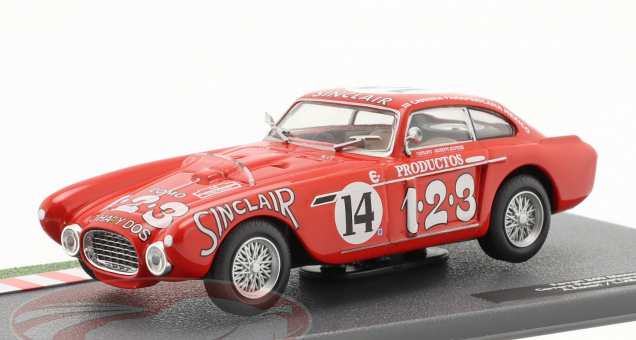 1/43 Altaya 1952 Ferrari 340 Mexico Berlinetta Vignale #14 Carrera Panamericana Industrias 1-2-3 Alberto Ascari, Giuseppe Scotuzzi Car Model