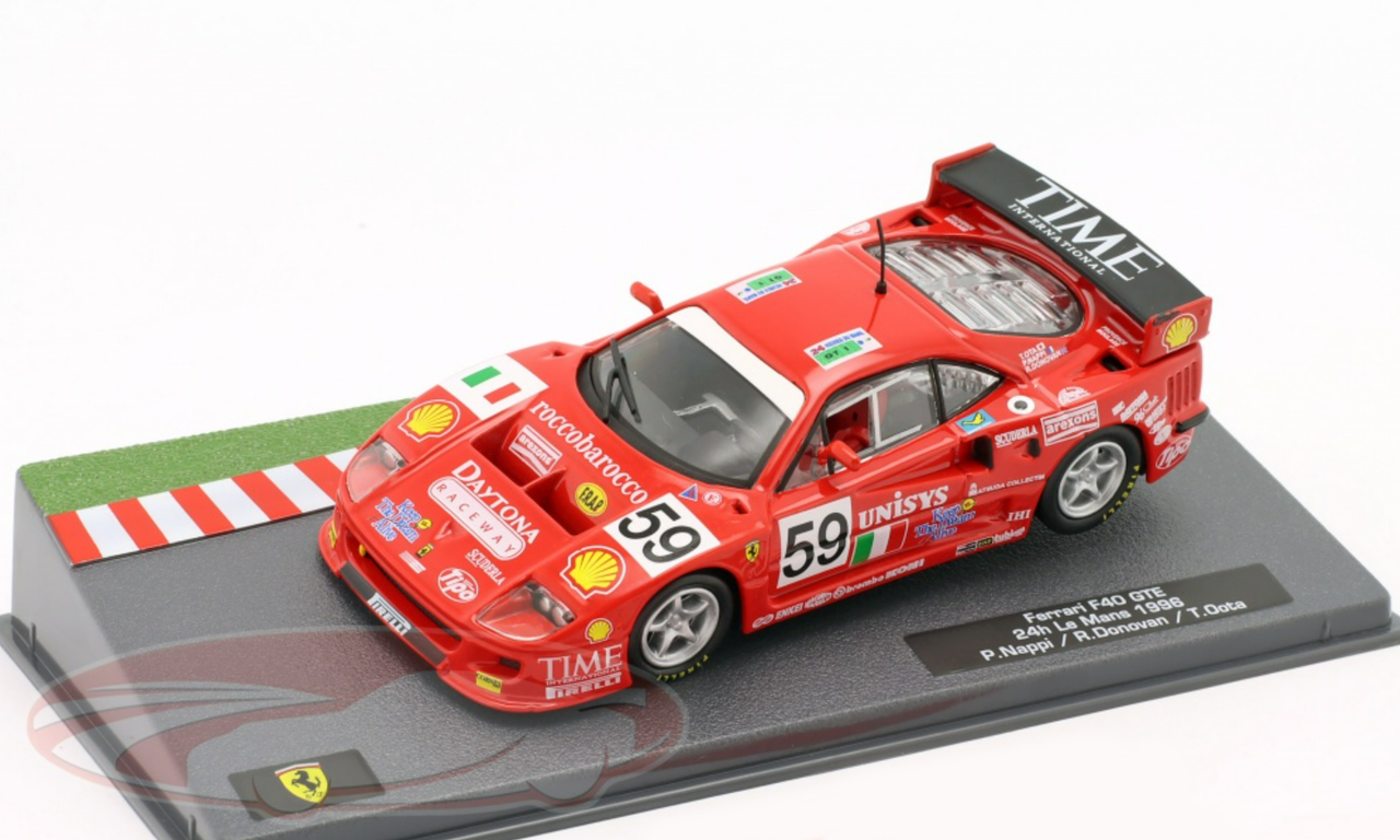 1/43 Altaya 1996 Ferrari F40 GTE #59 24h LeMans Ennea SRL Igol Ferrari Club Italia Piero Nappi, Robin Donovan, Tetsuya Ota Car Model