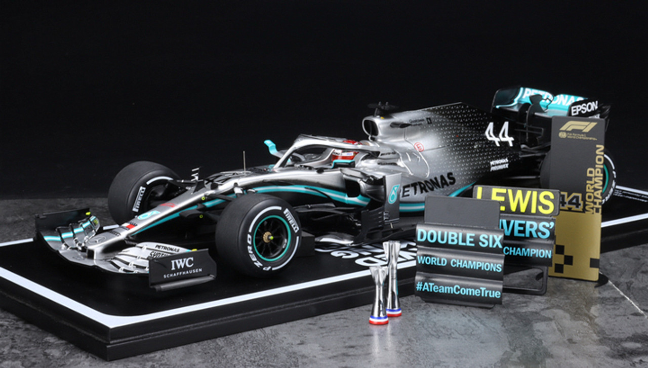 1/18 Spark 2019 Mercedes F1 W10 #44 Lewis Hamilton US GP 2nd Place 6 x  World Champion Resin Car Model with Accessories