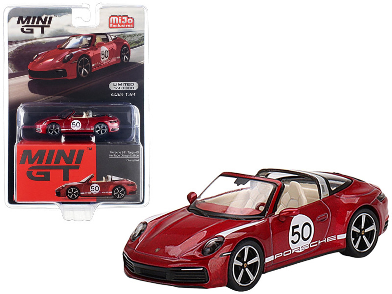 1/64 Mini GT Porsche 911 992 Targa 4S Heritage Design Edition (Cherry Red)  Diecast Car Model 