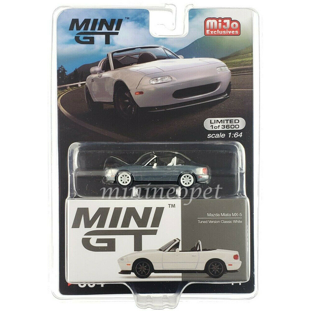 Chase Car 1/64 Mini GT Mazda Miata MX-5 (NA) Convertible Tuned Version  Classic (Silver Grey) Diecast Car Model