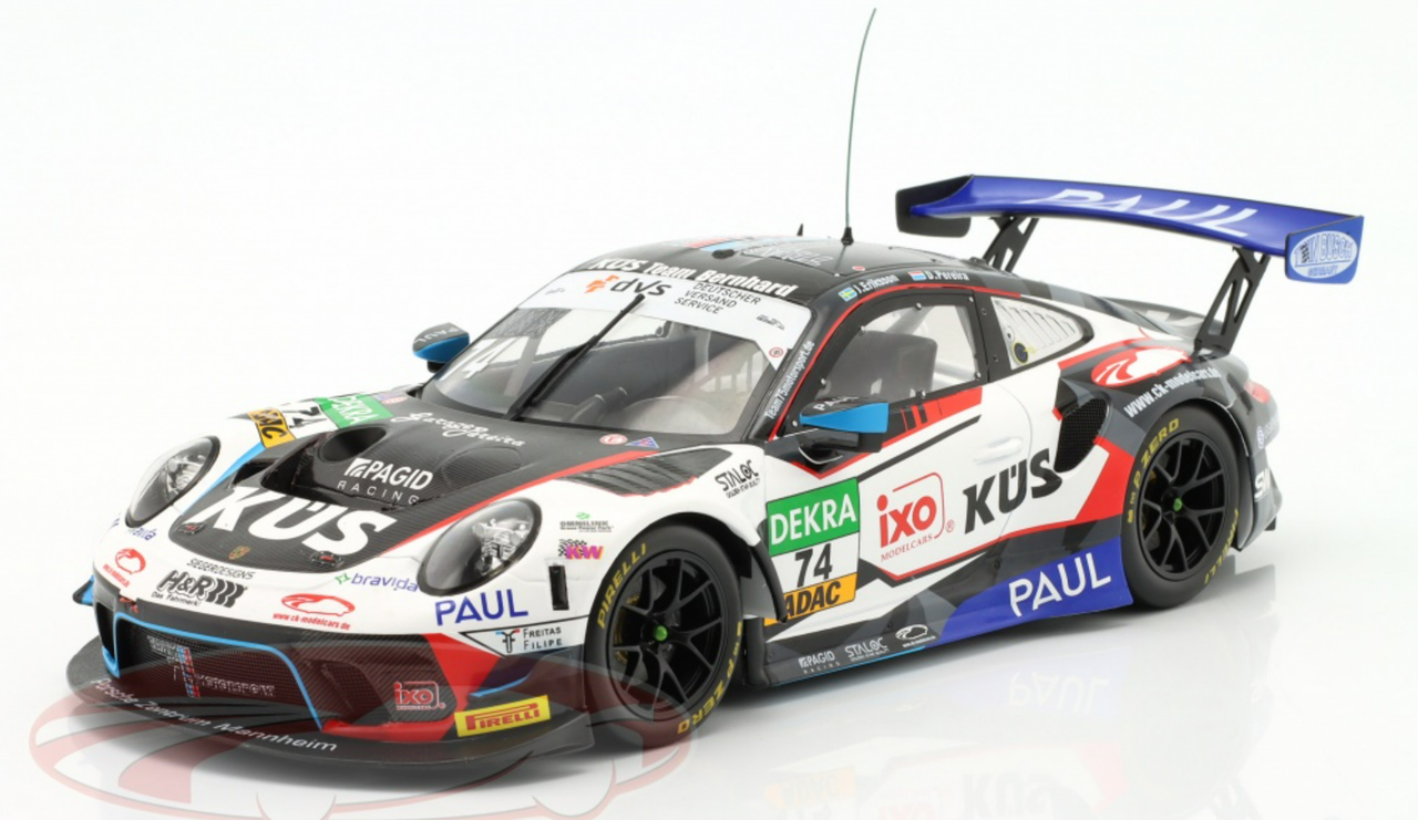 1/18 Ixo 2021 Porsche 911 GT3 R #74 ADAC GT Masters KÜS Team75 Bernhard Dylan Pereira, Joel Eriksson Car Model