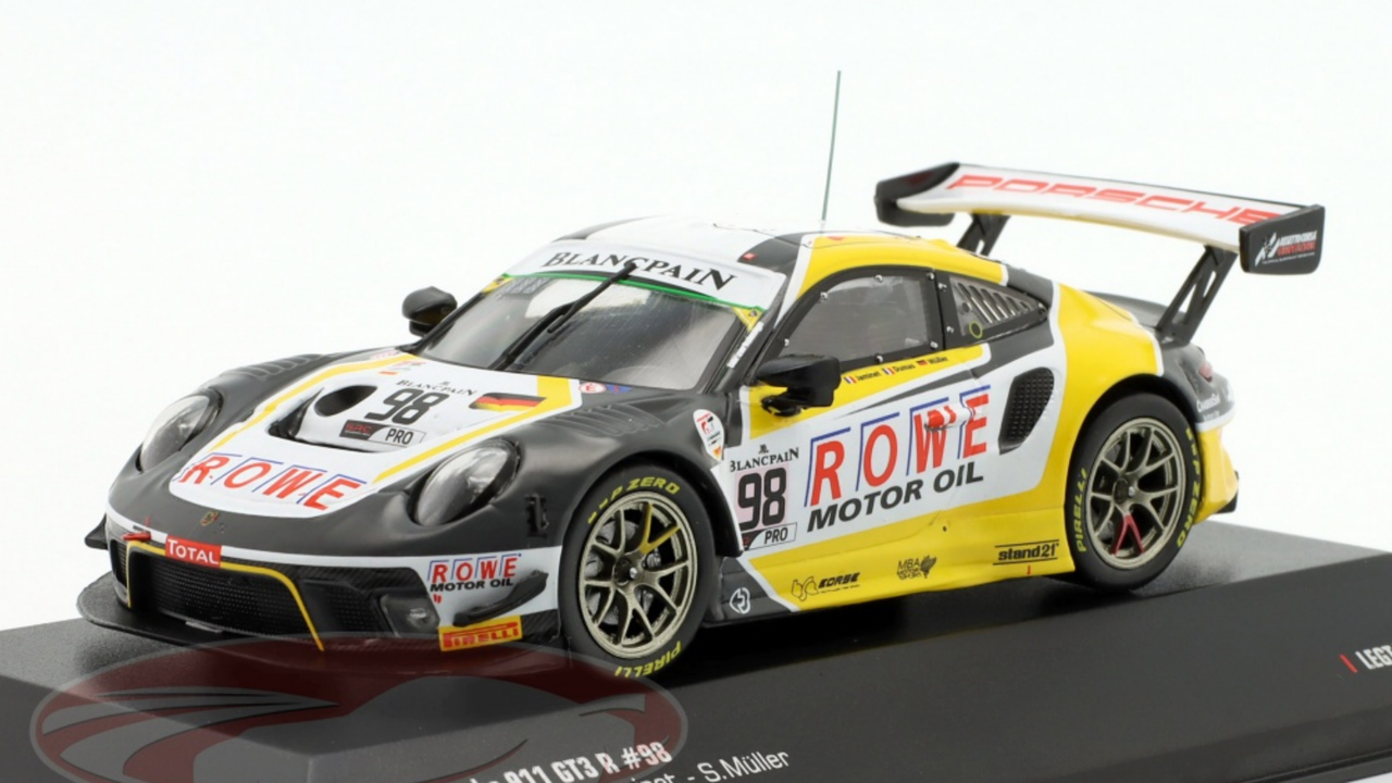 1/43 Ixo 2019 Porsche 911 GT3 R #98 5th 24h Spa ROWE Racing Romain Dumas, Sven Müller, Mathieu Jaminet Car Model