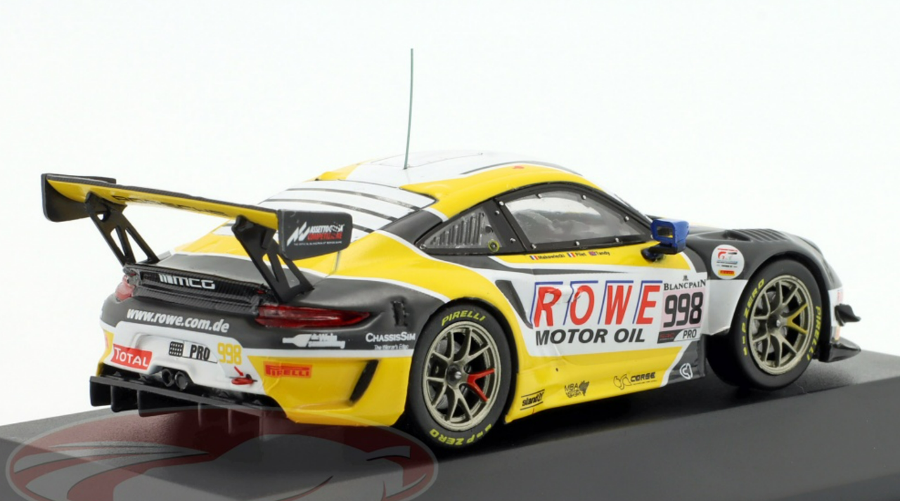 1/43 Ixo 2019 Porsche 911 GT3 R #998 2nd 24h Spa ROWE Racing Frédéric Makowiecki, Patrick Pilet, Nick Tandy Car Model