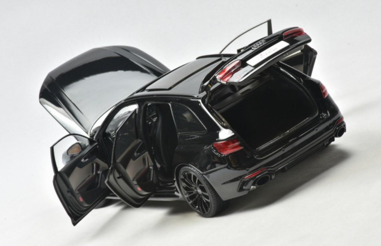 1/18 AUTOKOL 2022 Audi RS4 (B9) Avant (Black) Diecast Car Model with Extra Set of Wheels Limited 500 Pieces