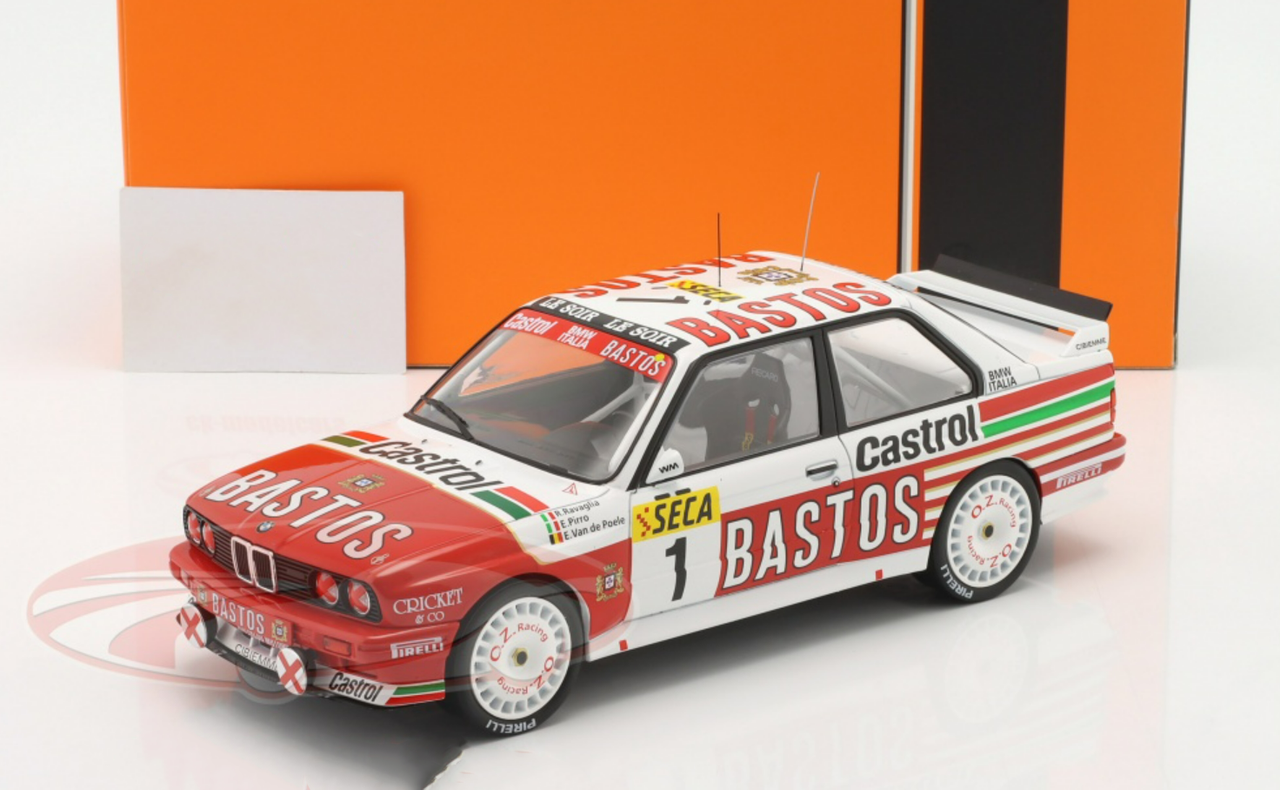1/18 Ixo 1991 BMW M3 (E30) Sport Evo #1 24h Spa Bastos Castrol Team Emanuele Pirro, Roberto Ravaglia, Eric van de Poele Car Model