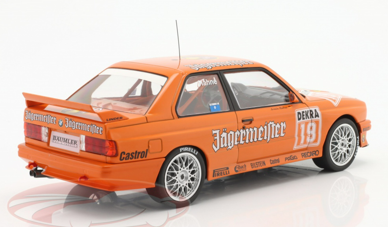 1/18 Ixo 1992 BMW M3 (E30) Jägermeister #19 DTM Nürburgring Jägermeister Linder Team Armin Hahne Car Model