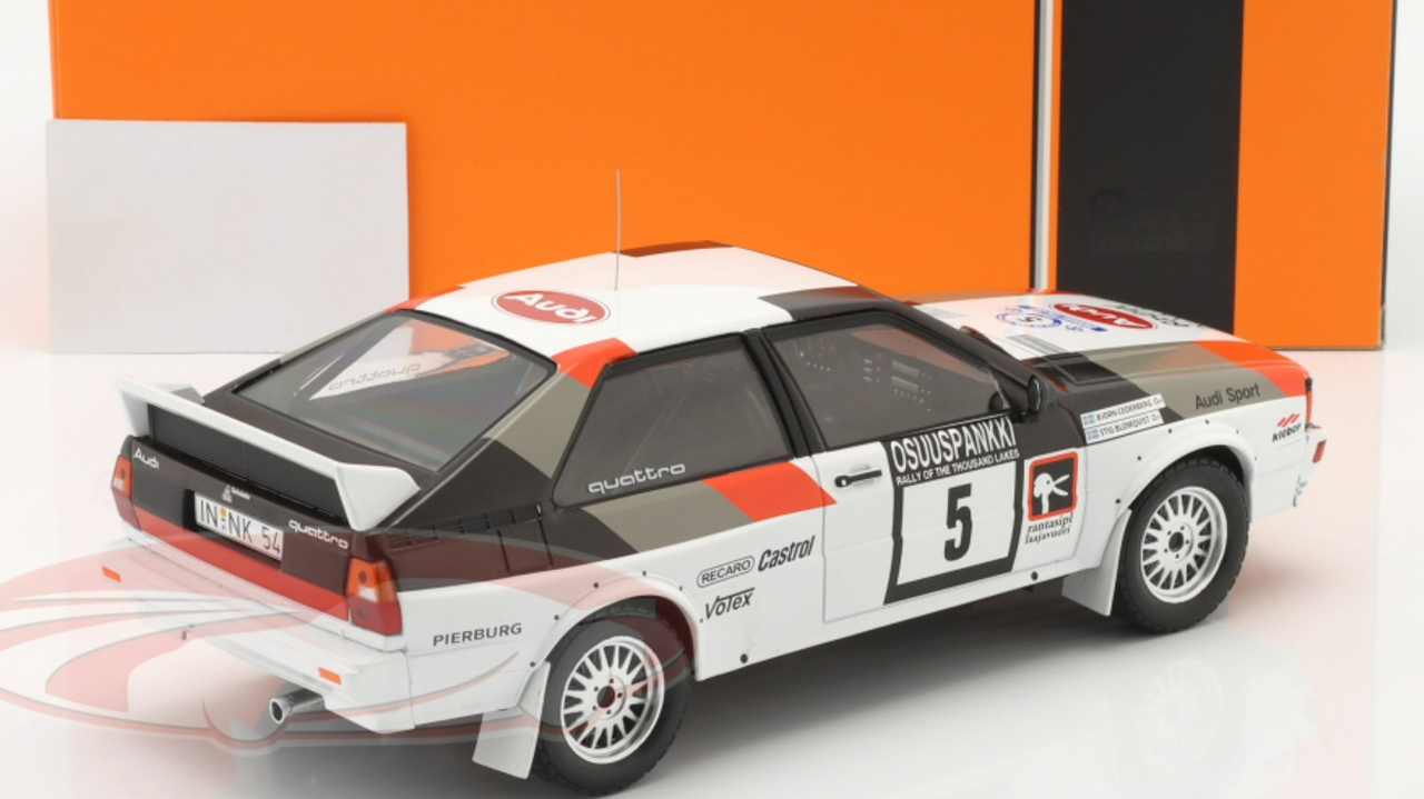 1/18 Ixo 1982 Audi Quattro #5 2nd Rallye 1000 Lakes Audi Sport Team Stig Blomqvist, Björn Cederberg Car Model