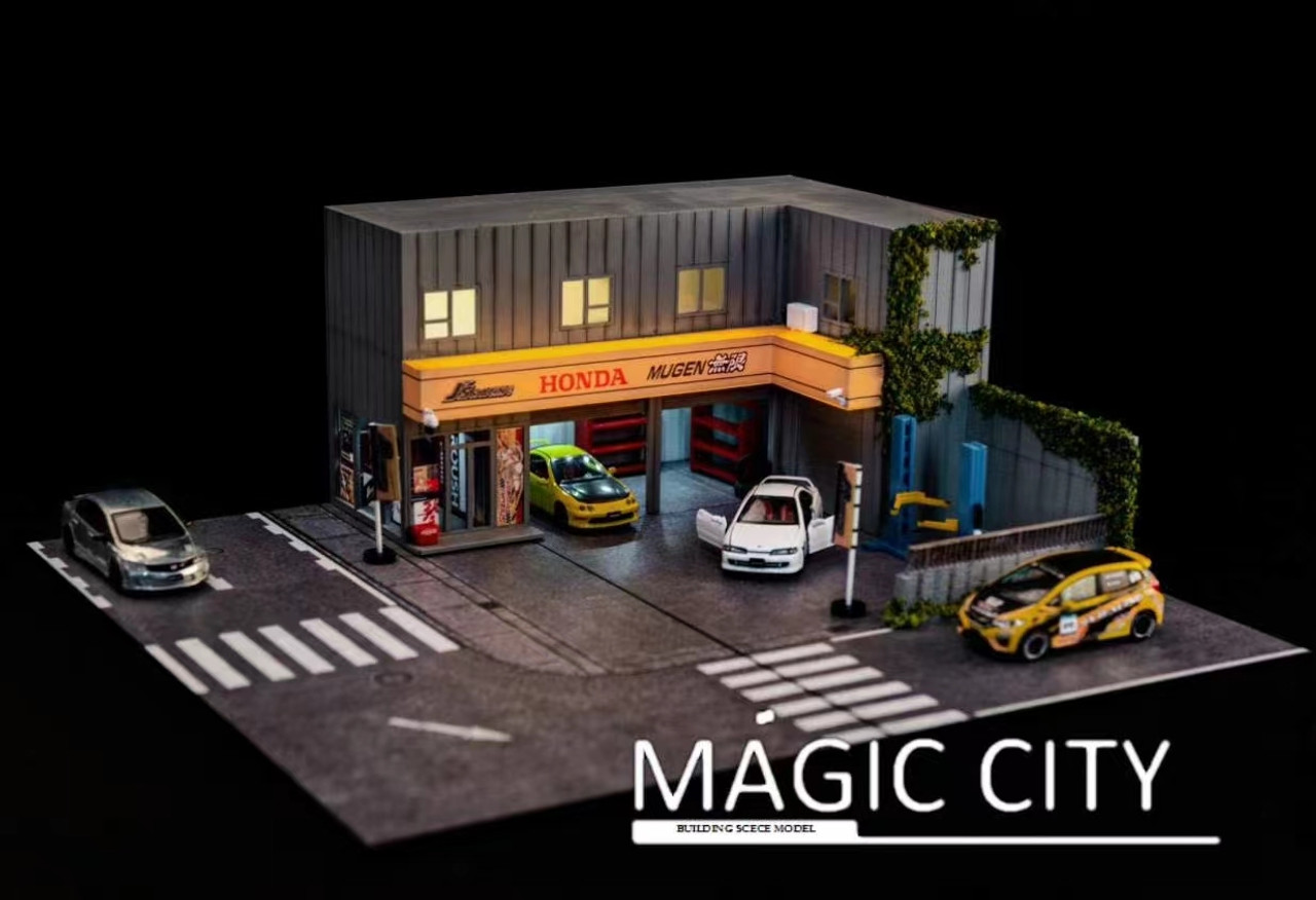 1/64 Magic City Japan Honda JS Modification Headquarters Diorama (cars & figures NOT included)