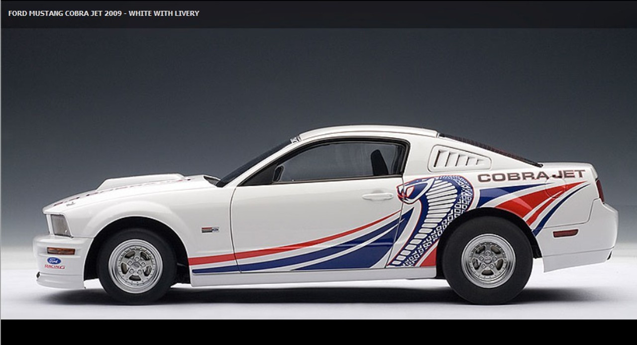 1/18 AUTOart Ford Mustang Cobra 2009 White with Livery Diecast Car Model  72921