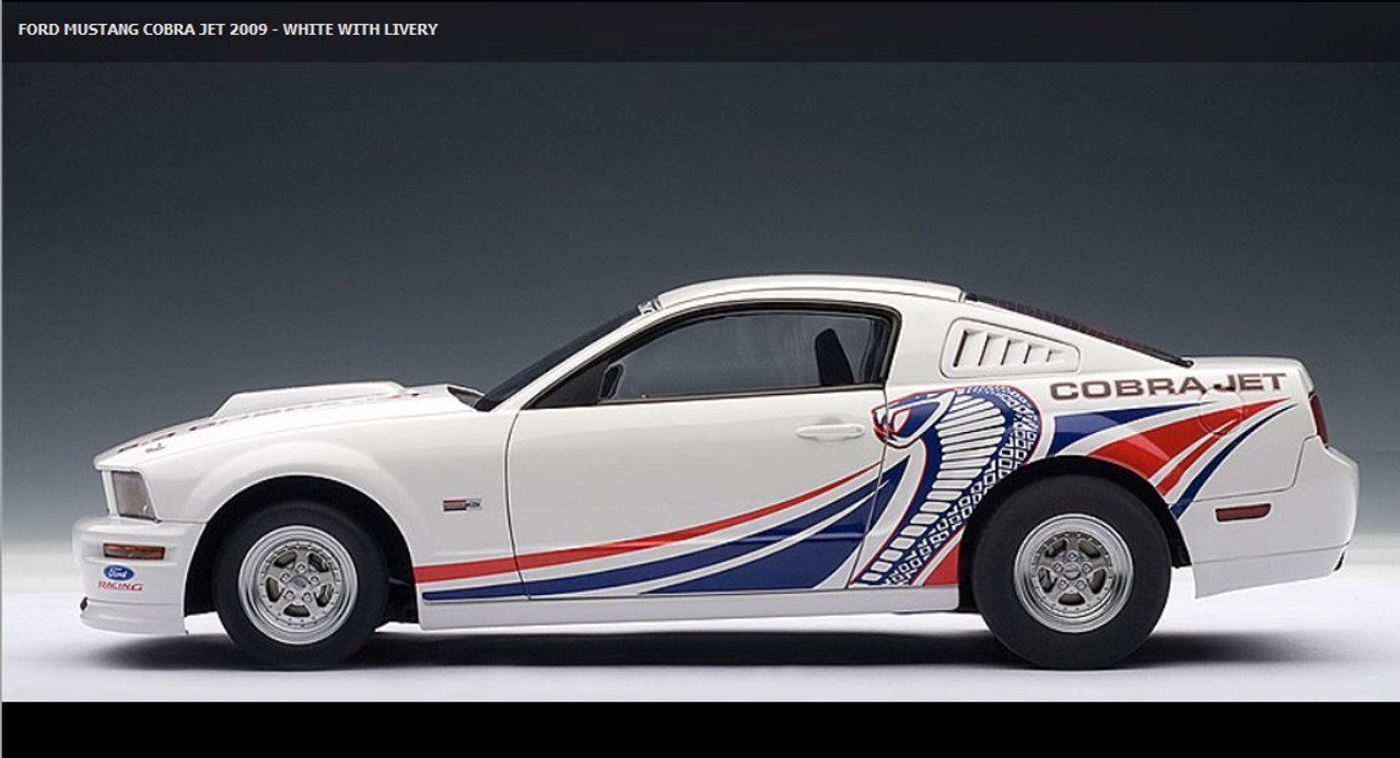 1/18 AUTOart Ford Mustang Cobra 2009 White with Livery Diecast Car Model 72921
