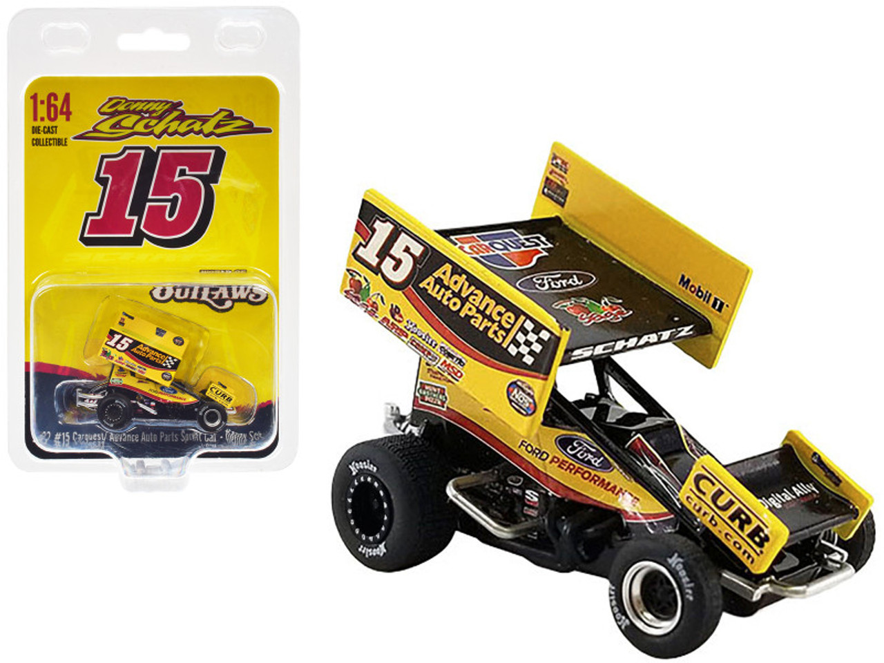 Winged Sprint Car #15 Donny Schatz "Advance Auto Parts" Tony Stewart Racing "World of Outlaws" (2022) 1/64 Diecast Model Car by ACME