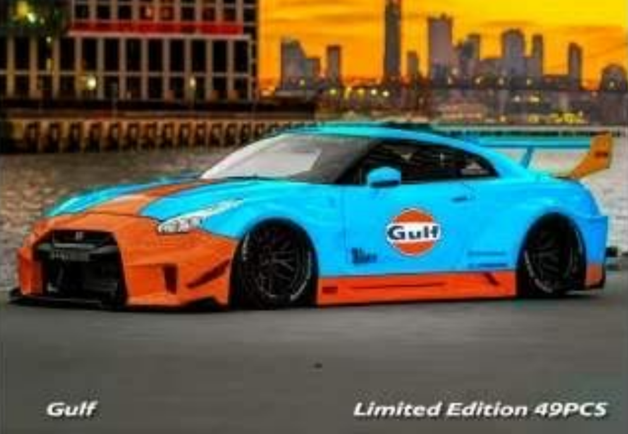 1/18 LB-Silhouette Works GT Nissan 35GT-RR (Gulf Edition) Resin Car Model  Limited 49 Pieces