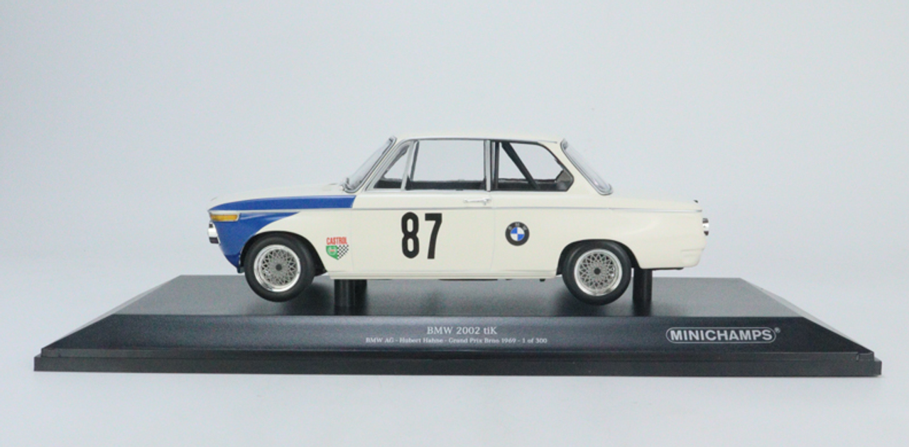 1/18 Minichamps 1969 BMW 2002 tiK #87 Grand Prix Brno H. Hahne Car Model