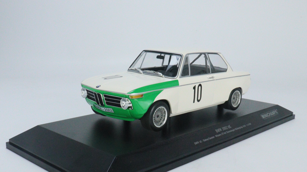 1/18 Minichamps 1968 BMW 2002 tiK #10 Winner GP The Touring Car Nürburgring BMW AG Hubert Hahne, Dieter Quester Car Model