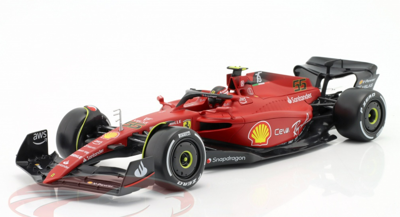 1/18 BBurago 2022 Carlos Sainz Jr. Ferrari F1-75 #55 Formula 1 Car Model
