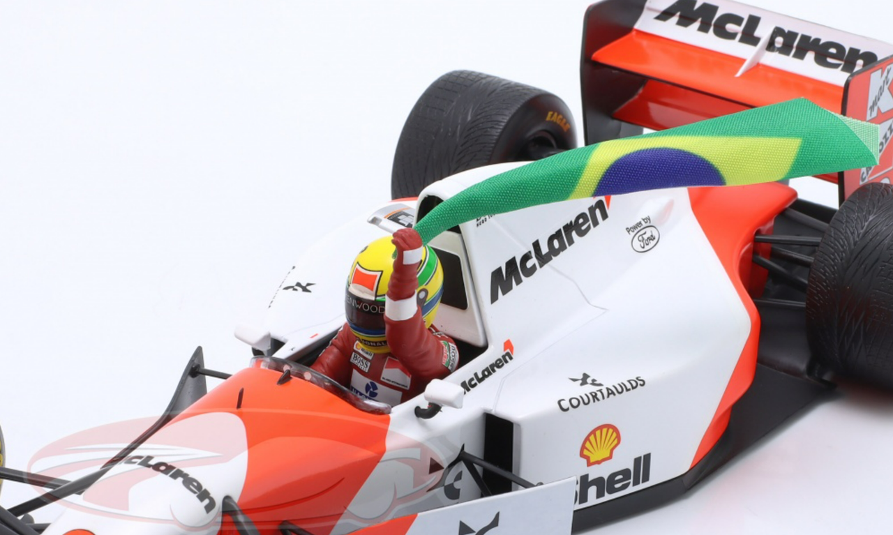 1/18 Minichamps 1993 Formula 1 Ayrton Senna McLaren MP4/8 #8 Winner Europe GP Car Model