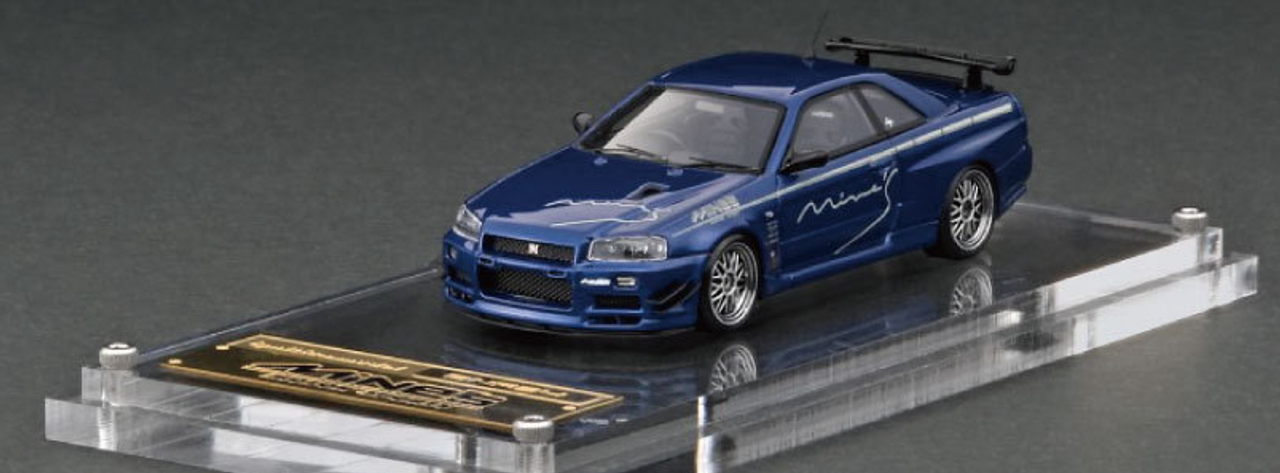 1/64 Ignition Model Nissan Skyline GT-R Mine‘s (R34) Bayside Blue Resin Car Model