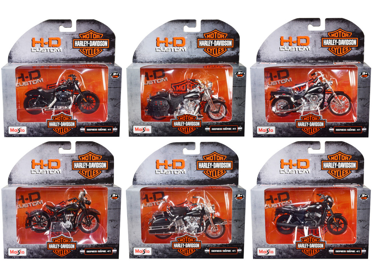 Harley-Davidson Motorcycles 6 piece Set Series 41 1/18 Diecast Models by Maisto