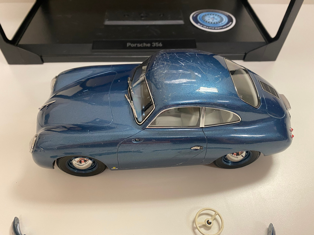 DAMAGED AS-IS 1/18 Norev 1952 Porsche 356 Coupe (Blue) Diecast Car Model