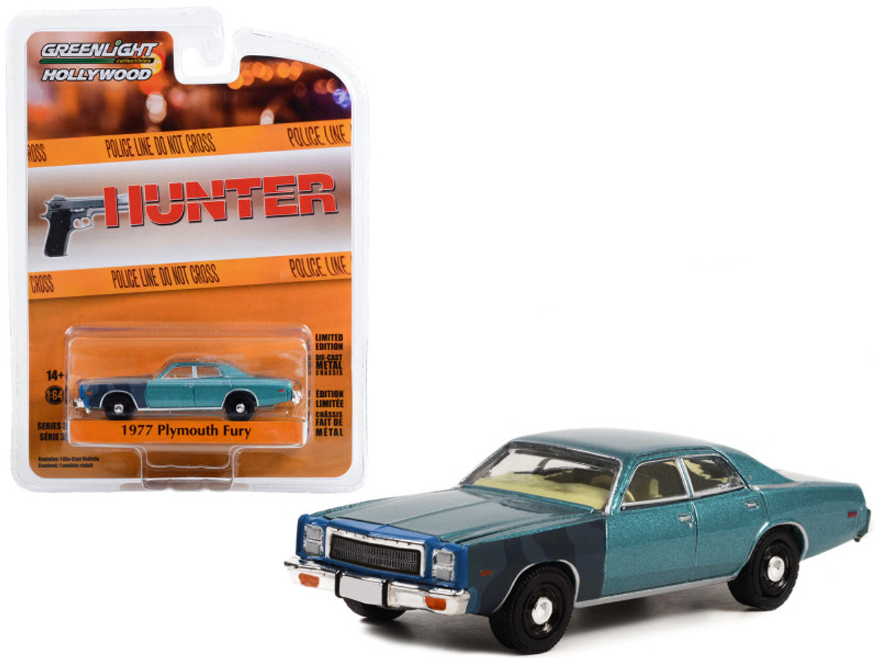 Sergeant Rick Hunter's 1977 Plymouth Fury Blue Metallic "Hunter" (1984-1991) TV Series "Hollywood Series" Release 36 1/64 Diecast Model Car by Greenlight
