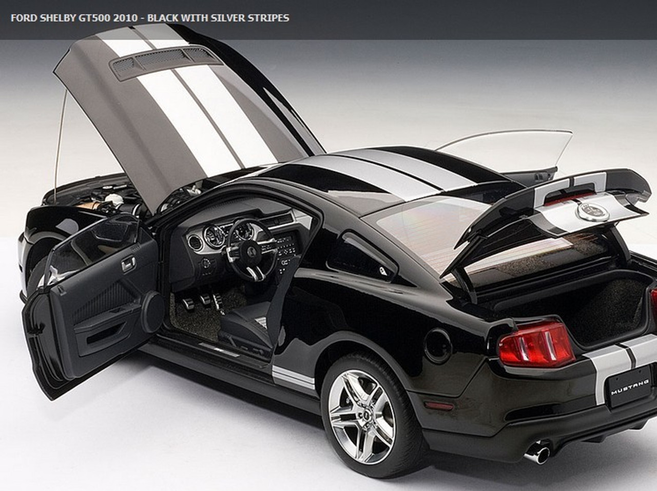 1/18 AUTOart Ford Mustang Shelby GT500 (Black with Silver Stripes) Car  Model - LIVECARMODEL.com