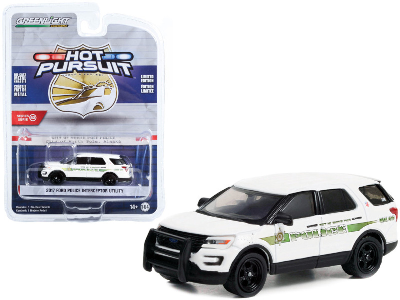 2017 Ford Police Interceptor Utility White "City of North Pole Alaska Police" "Hot Pursuit" Series 42 1/64 Diecast Model Car by Greenlight
