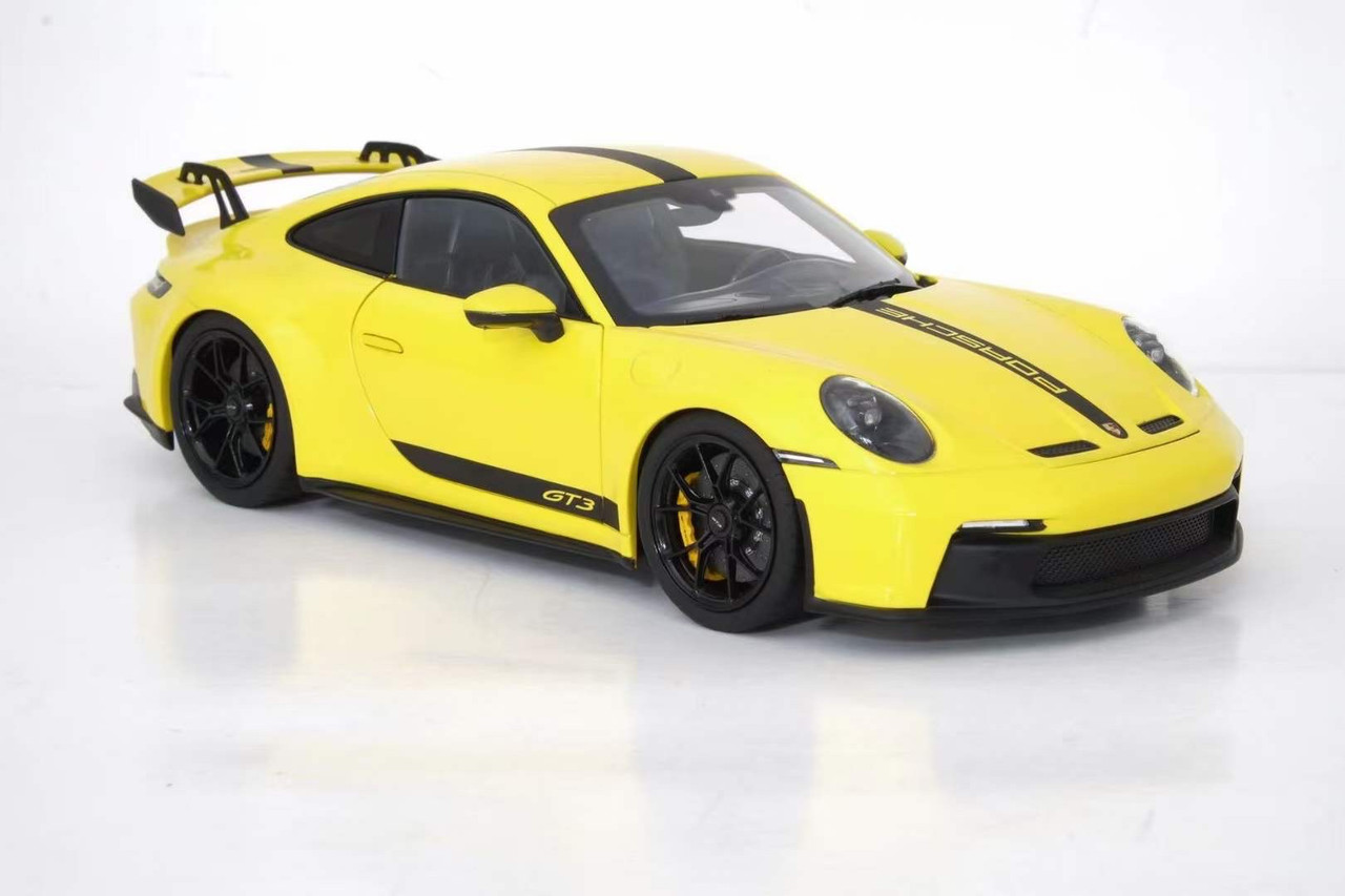 1/18 Norev 2021 Porsche 911 992 GT3 (Yellow with Black Decals) Diecast Car Model