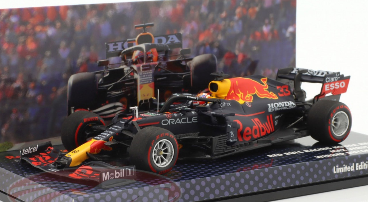 1/43 Minichamps 2021 Max Verstappen Red Bull RB16B #33 Winner Dutch GP Formula 1 World Champion Car Model