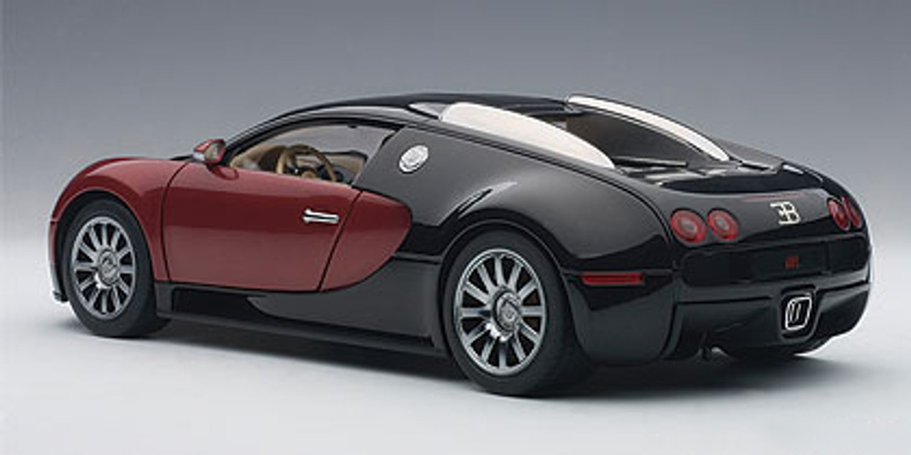 1 18 Autoart Bugatti Eb 16 4 Veyron Production Car Interior In Beige Body Shell In Black Red Limited Edition Of 1 200 Pieces Worldwide Diecast