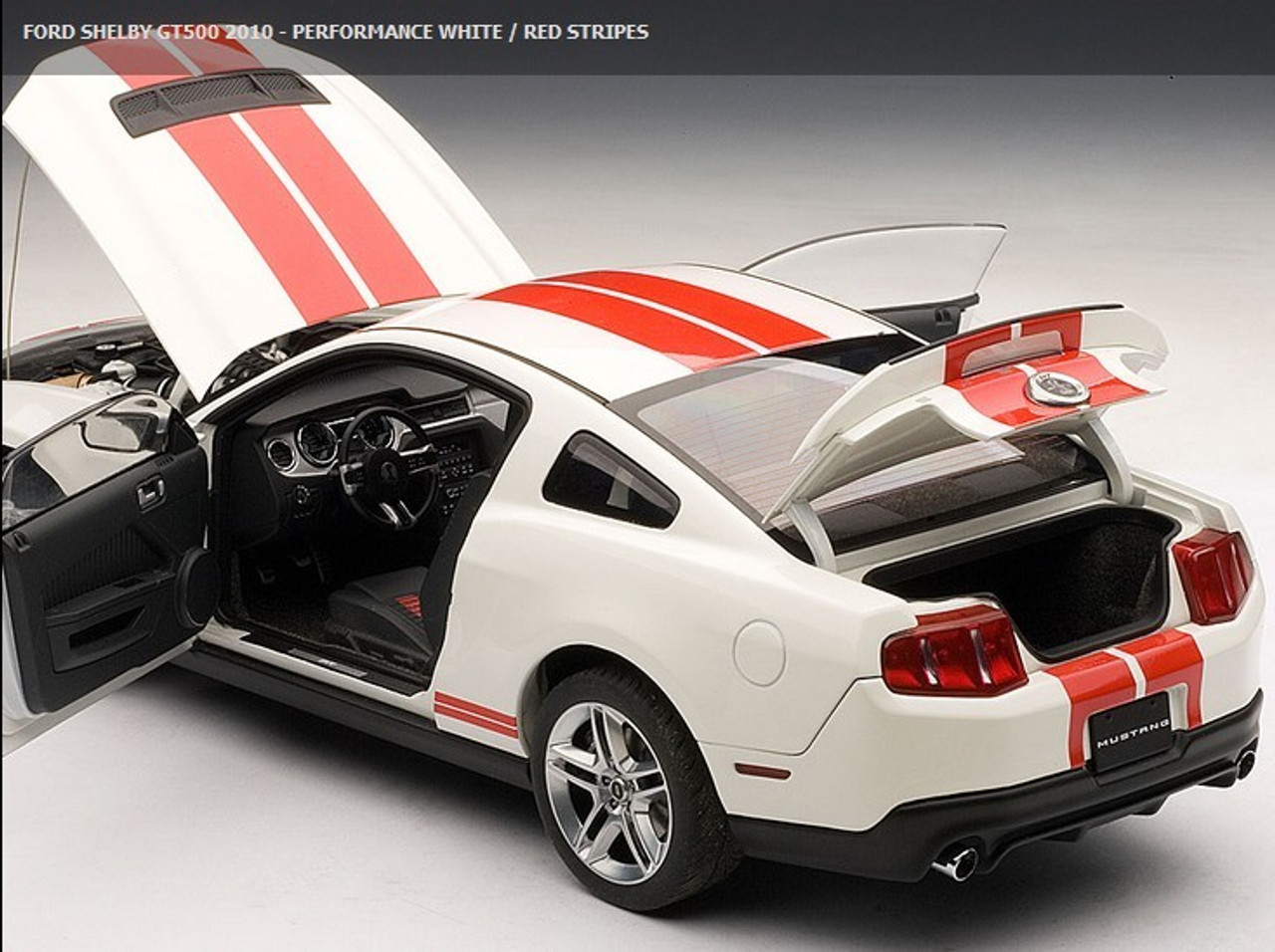 1/18 AUTOart Ford Mustang Shelby GT500 (White w/ Red Stripes)