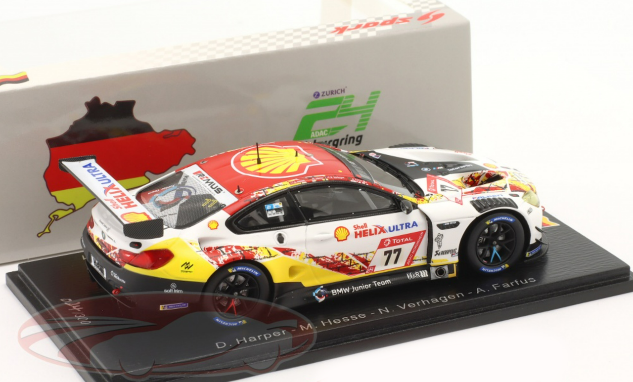 1/43 Spark 2021 BMW M6 GT3 #77 24h Nürburgring BMW Junior Team Daniel Harper, Max Hesse, Neil Verhagen, Augusto Farfus Car Model