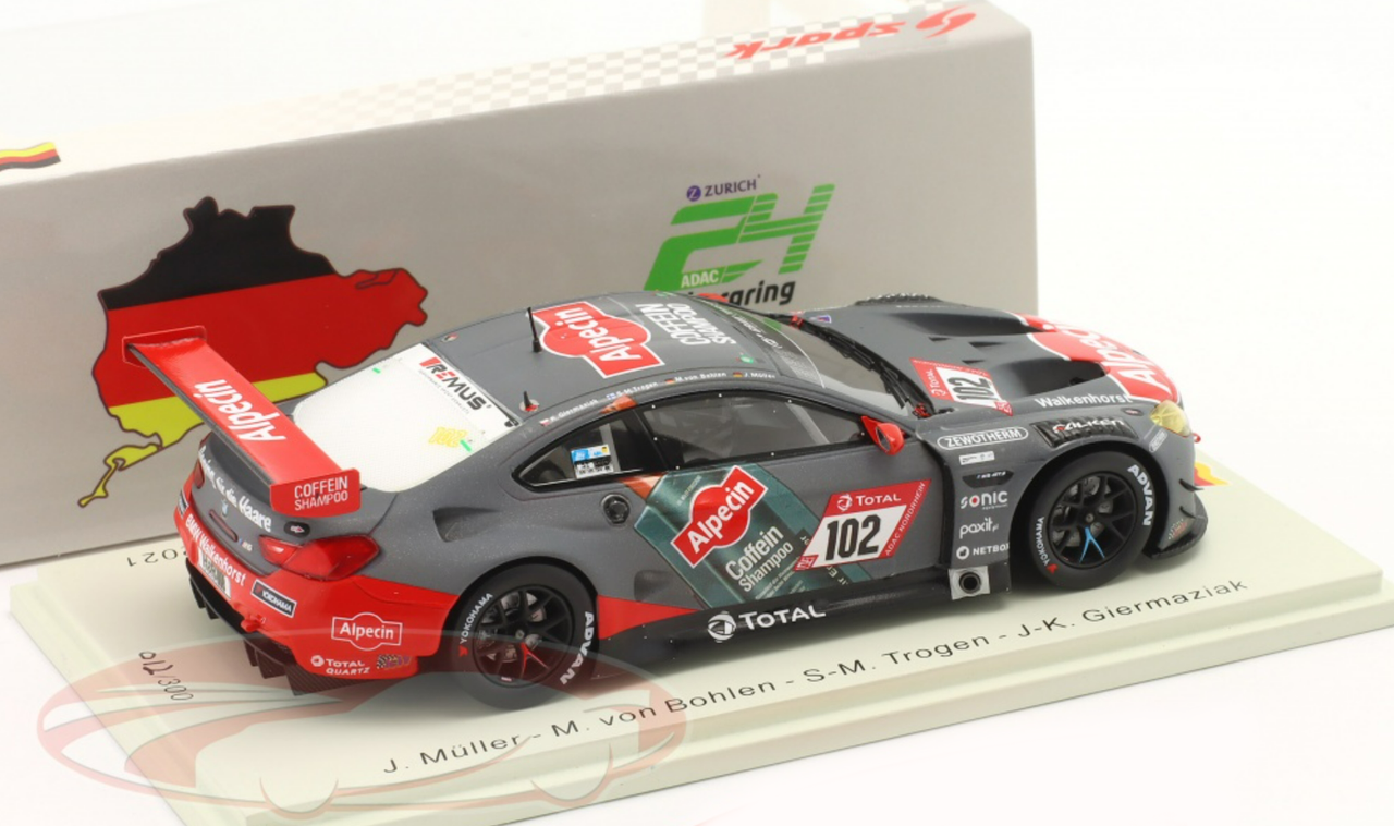 1/43 Spark 2021 BMW M6 GT3 #102 24h Nürburgring Walkenhorst Motorsport Jörg Müller, Mario von Bohlen, Sami-Matti Trogen, Jakub Kuba Giermaziak Car Model