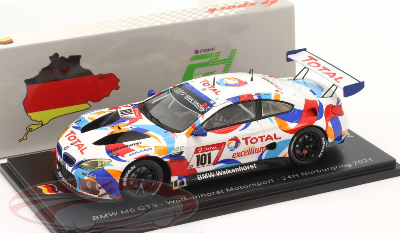 1/43 Spark 2021 BMW M6 GT3 #101 24h Nürburgring Walkenhorst Motorsport Christian Krognes, David Pittard, Ben Tuck, J. Müller Car Model