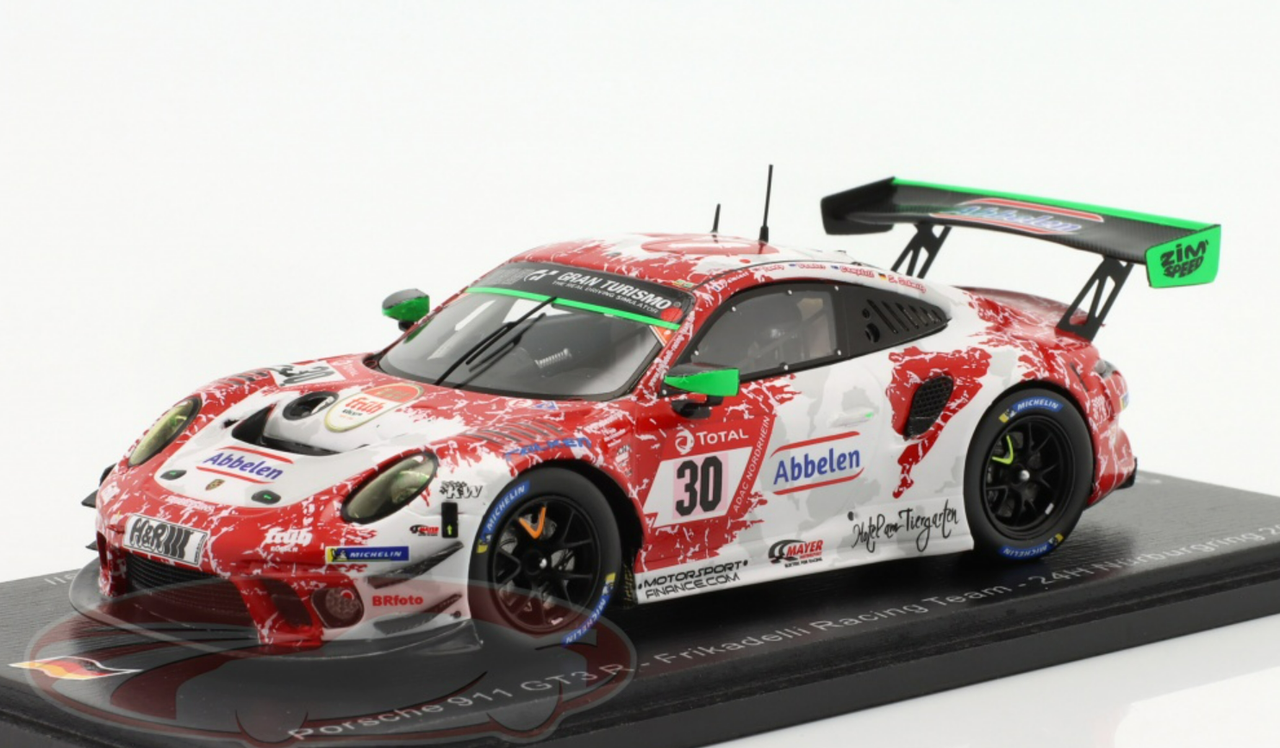 1/43 Spark 2021 Porsche 911 GT3 R #30 24h Nürburgring Frikadelli Racing Team Mathieu Jaminet, Nick Tandy, Earl Bamber, Matt Campbell Car Model