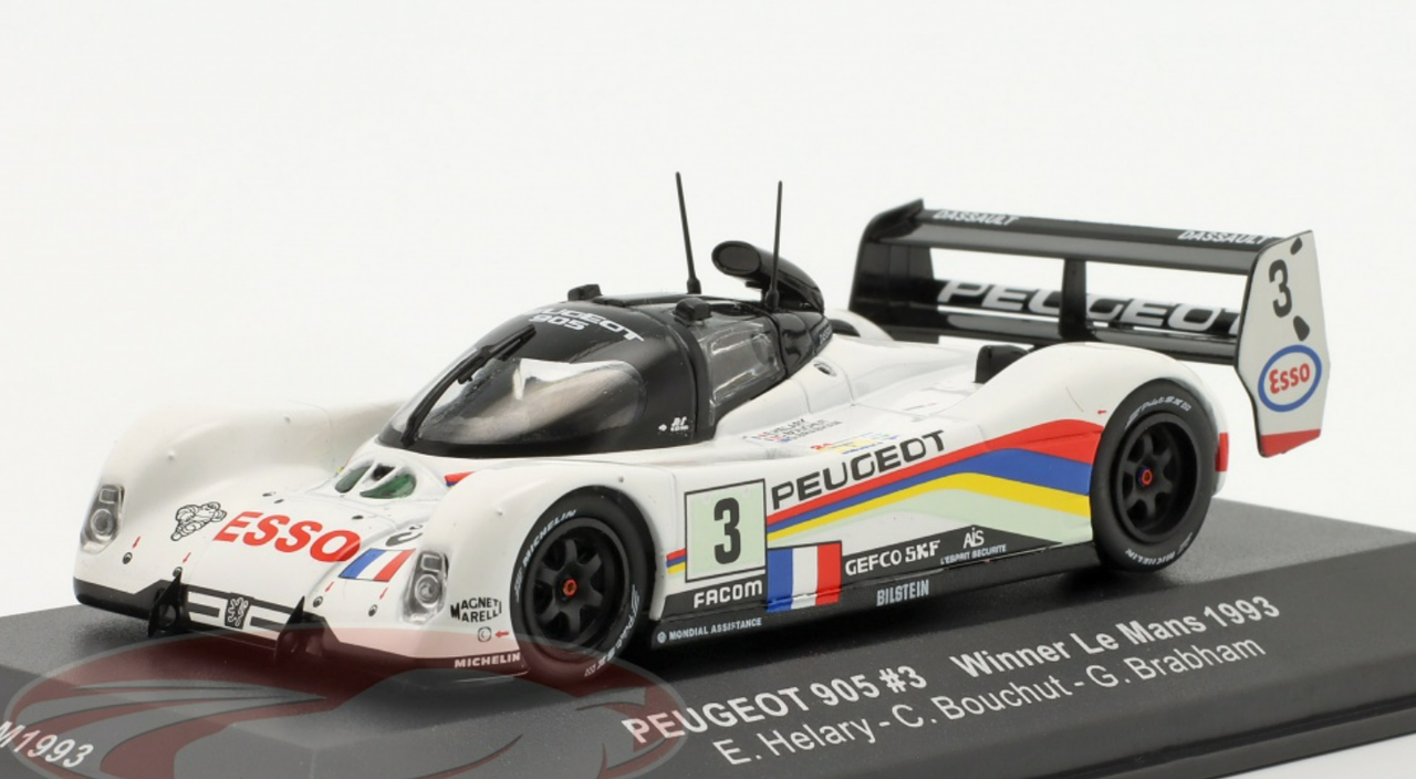 1/43 Ixo 1993 Peugeot 905 #3 Winner 24h LeMans Peugeot-Talbot Sport Eric Hélary, Christophe Bouchut, Geoff Brabham Car Model