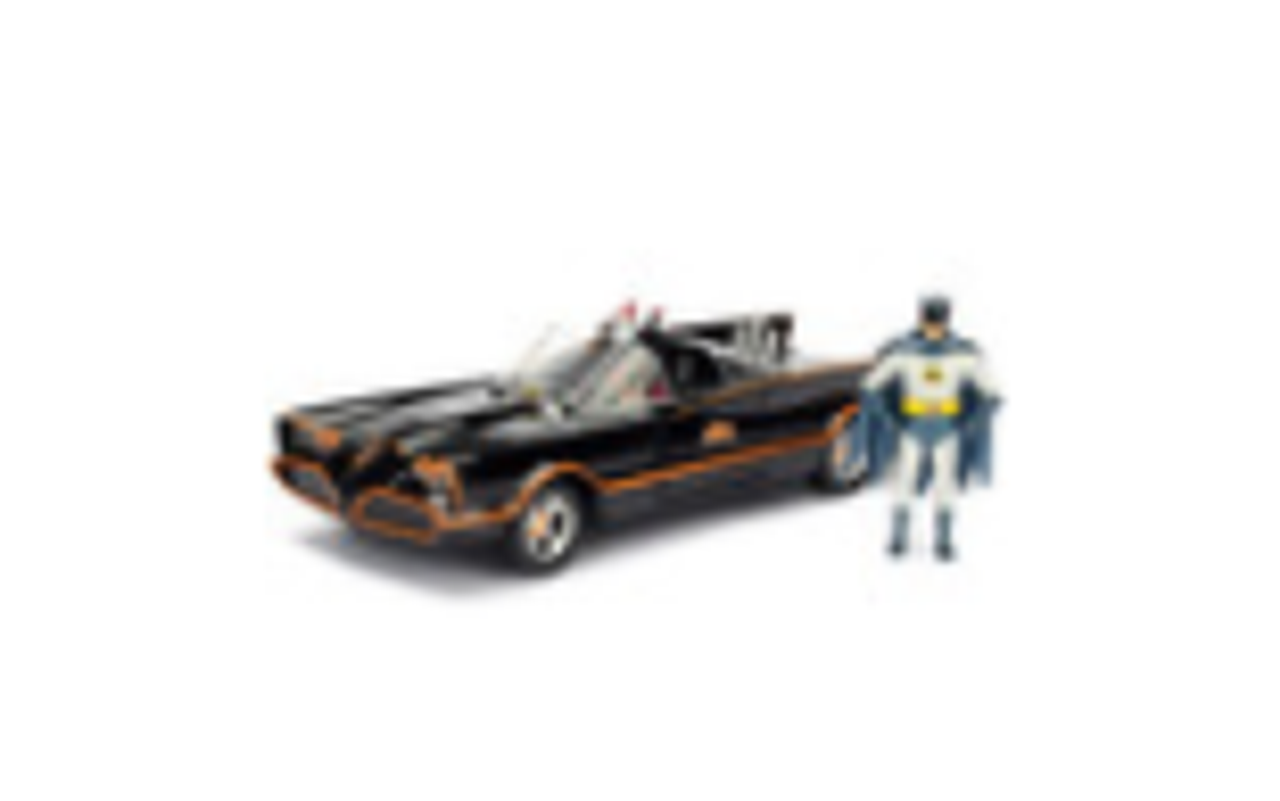 Model Kit Classic Batmobile Black with Batman Diecast Figure "Batman" (1966-1968) TV Series "Build N' Collect" 1/24 Diecast Model Car by Jada